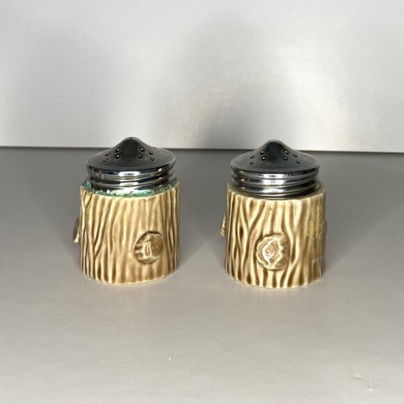 Tree Stump Branch Wood Look Ceramic Salt & Pepper Shakers - Picture 3 of 7